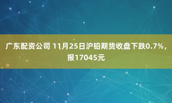 广东配资公司 11月25日沪铅期货收盘下跌0.7%，报17045元